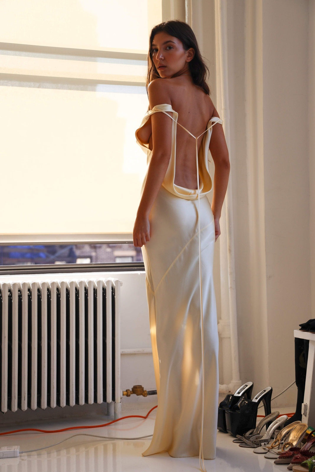 Tamara Cowlies Backless Satin Maxi Dress - View 2