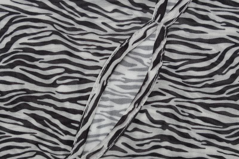 Zebra print hollow out irregular long sleeve sheer mini dress - View 6