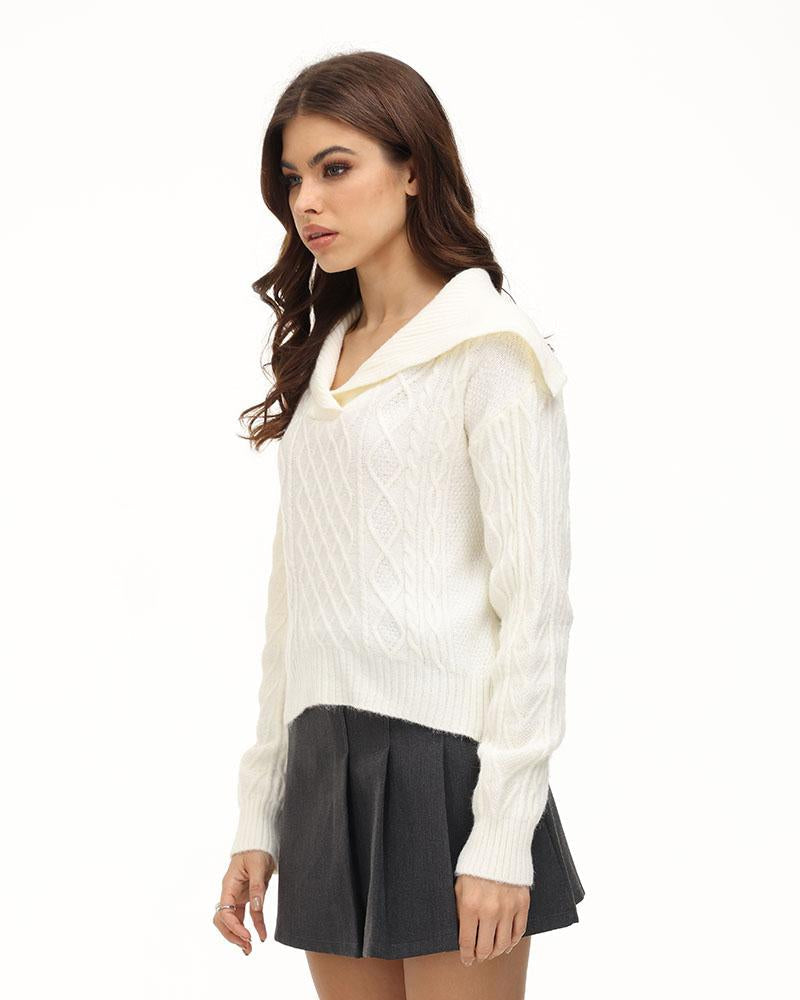 Emelisa Cable Knit Hoodie - Fashionpara