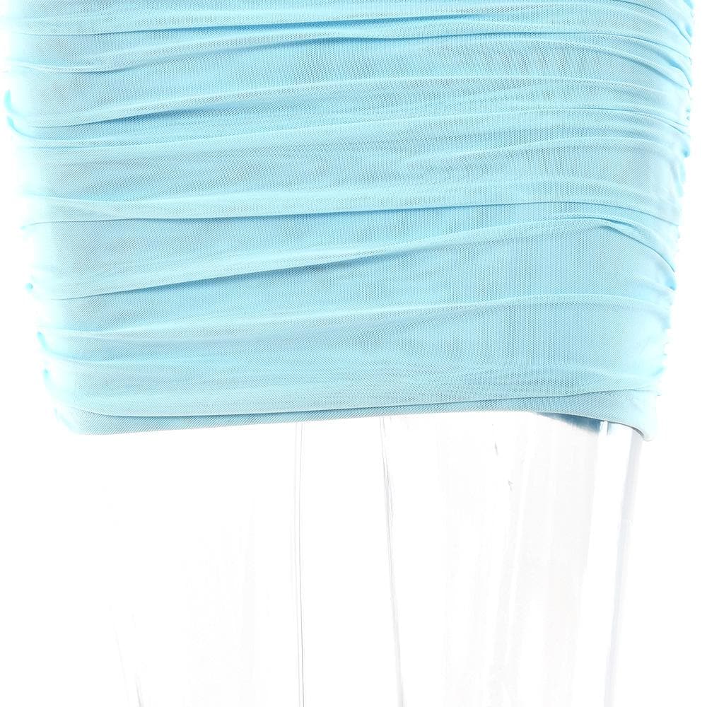 One Shoulder Mesh Ruched Cut Out Bodycon Mini Dress - View 10