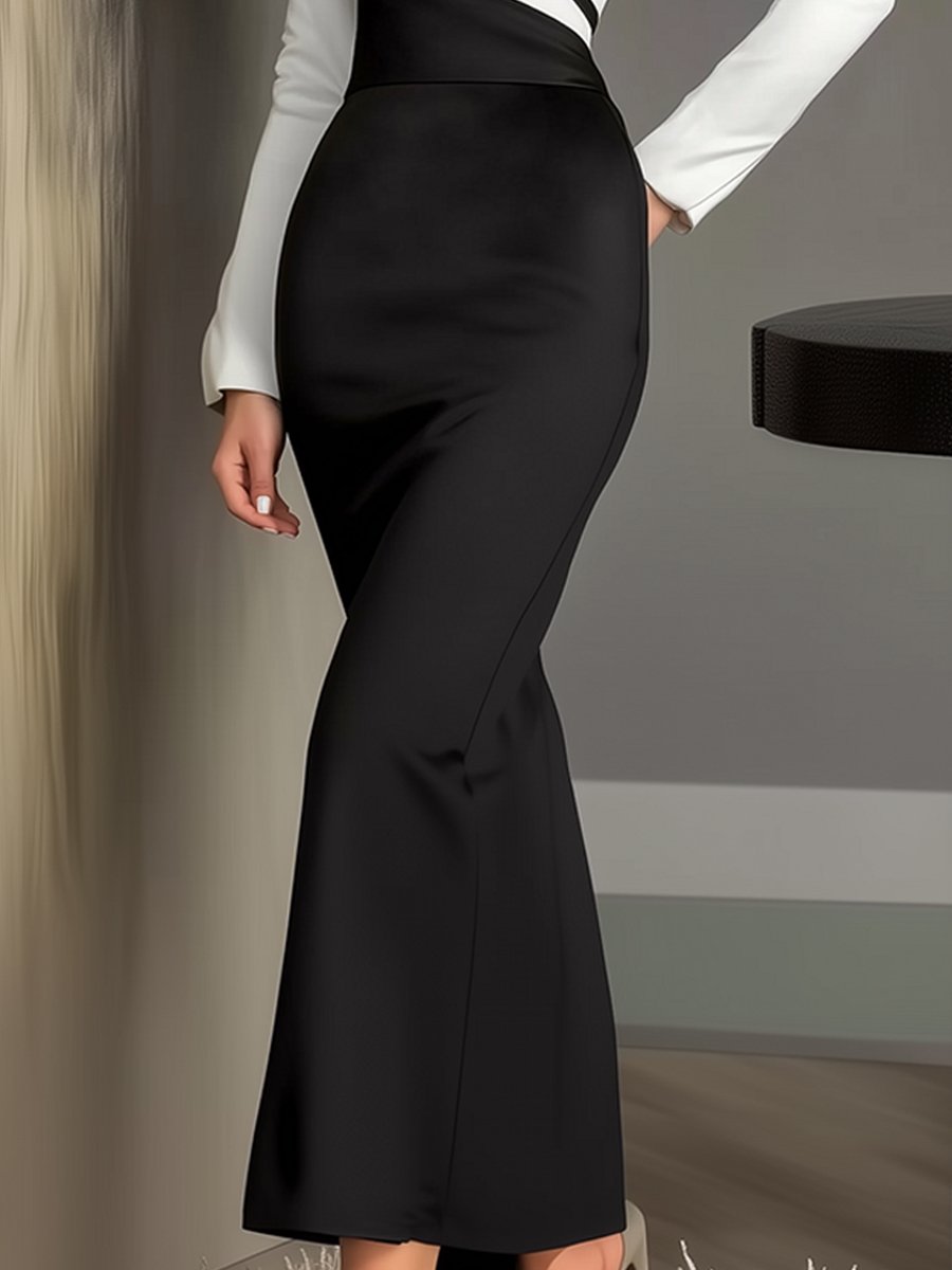 Elegant Black and White Asymmetrical Dress