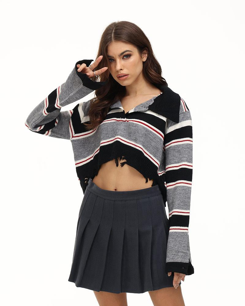 Evleyen Distressed Polo Jumper - Fashionpara