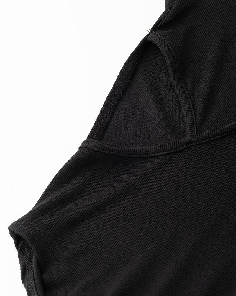 Enigma Widow Cut Out Bodysuit - Fashionpara