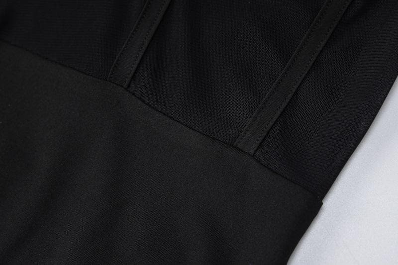 Solid mesh patchwork backless cami mini dress - View 8