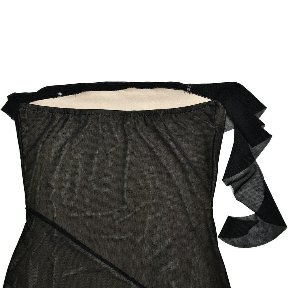 Mesh ruffle solid irregular backless tube mini dress - View 7