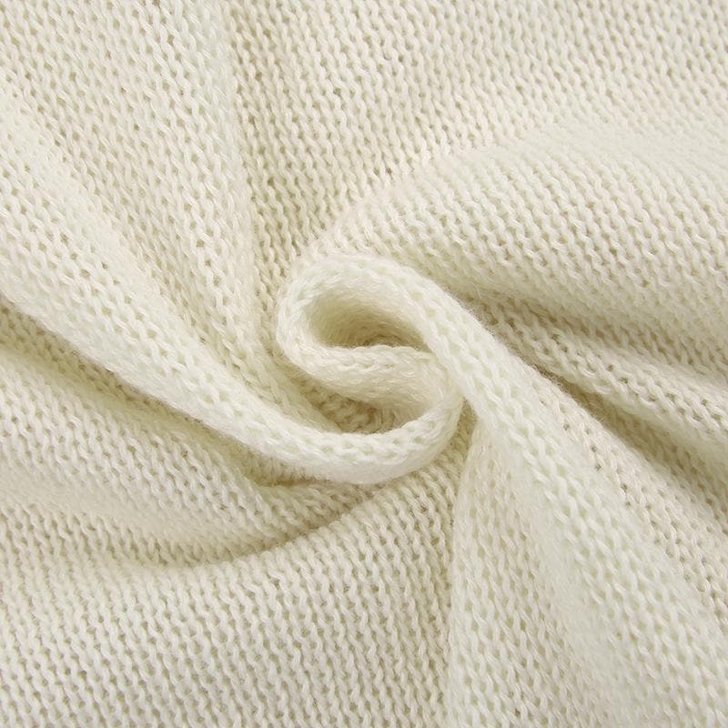 Crochet solid long sleeve hoodie v neck mini dress - Final Sale - View 6