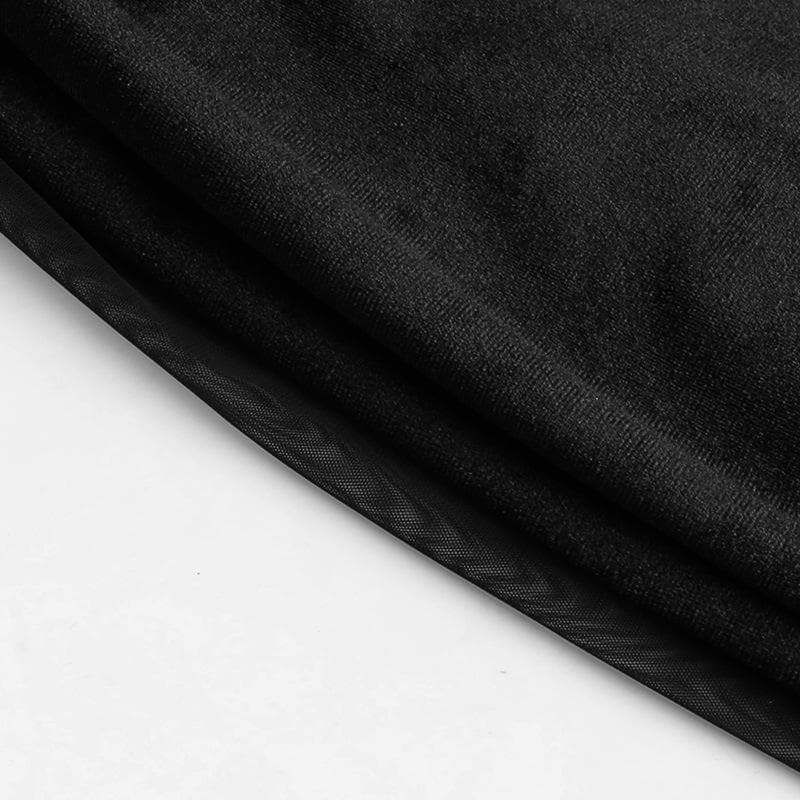 Velvet long puff sleeve ruffle mesh ruched square neck mini dress - View 7
