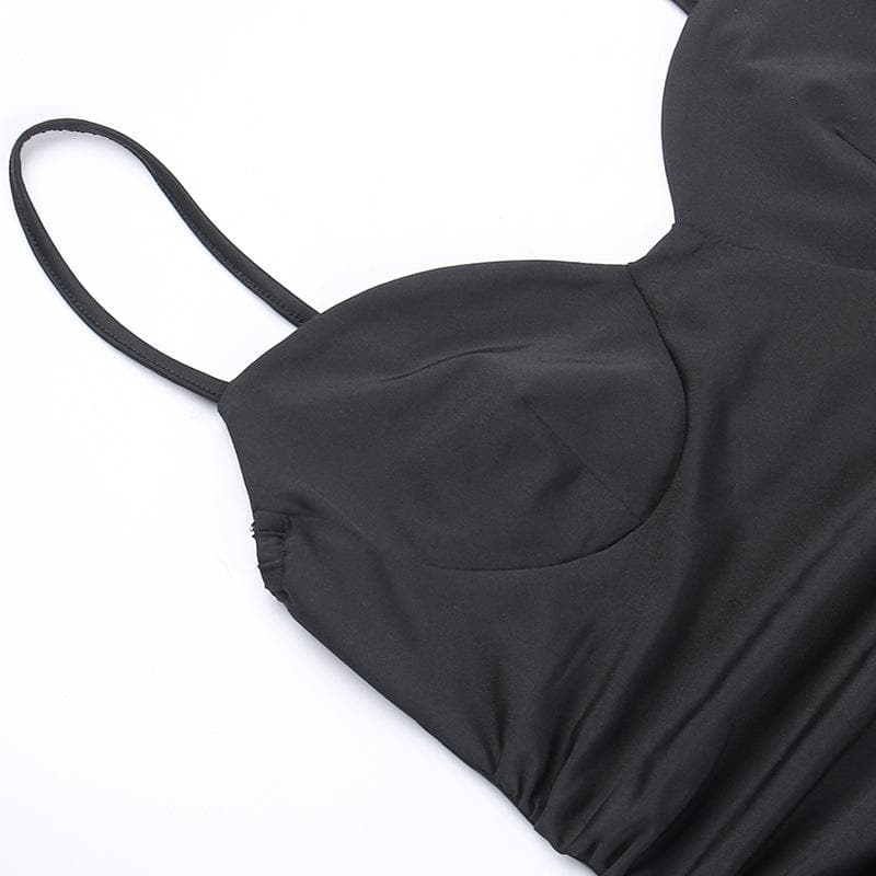Spaghetti Strap Sweetheart Bustier Ruffle High Split Maxi Dress - View 6