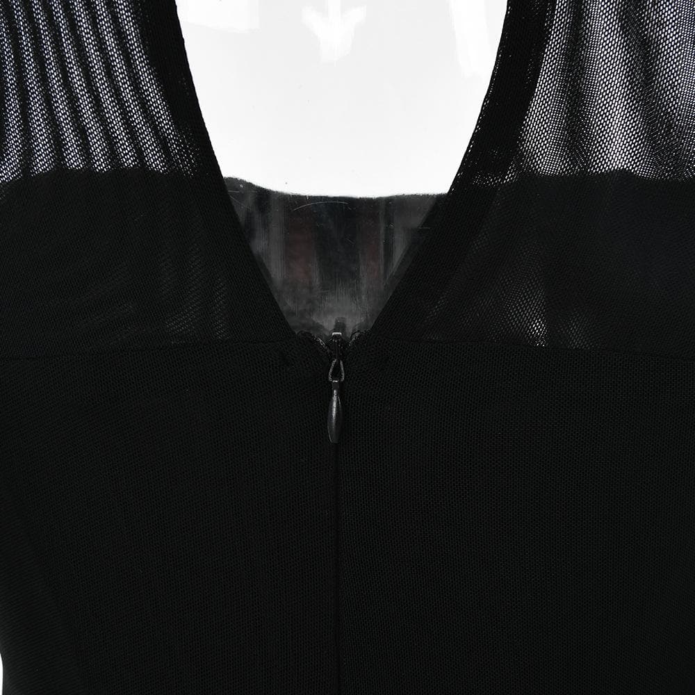 Sheer Mesh Long Sleeve Choker Strapless Bodycon Midi Dress - View 6