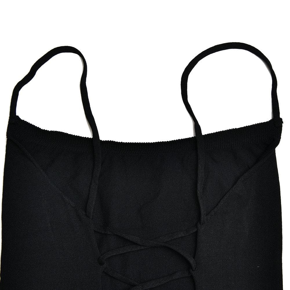 Lace up square neck slit solid backless cami maxi dress - View 6