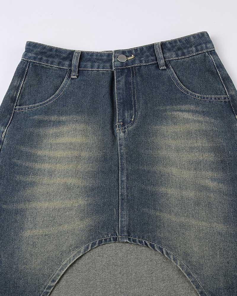 Engledosa Asymmetric Denim Skirt - Fashionpara