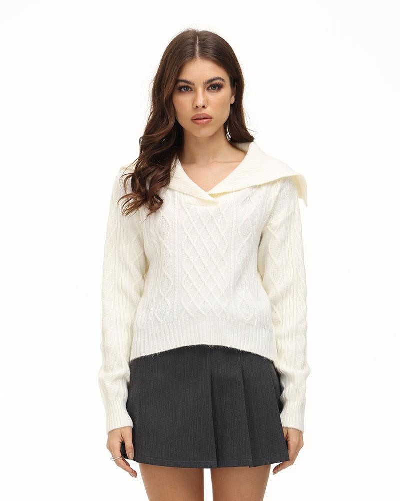 Emelisa Cable Knit Hoodie - Fashionpara