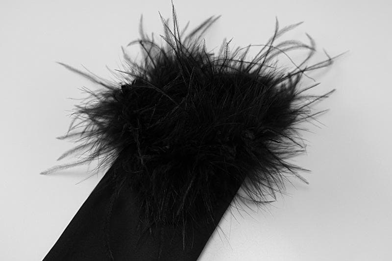 Feather solid slit backless gloves tube mini dress - View 6