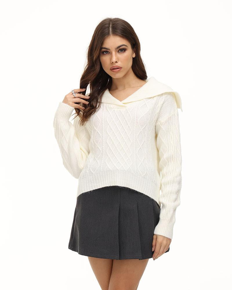 Emelisa Cable Knit Hoodie - Fashionpara