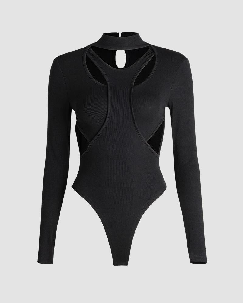 Enigma Widow Cut Out Bodysuit - Fashionpara