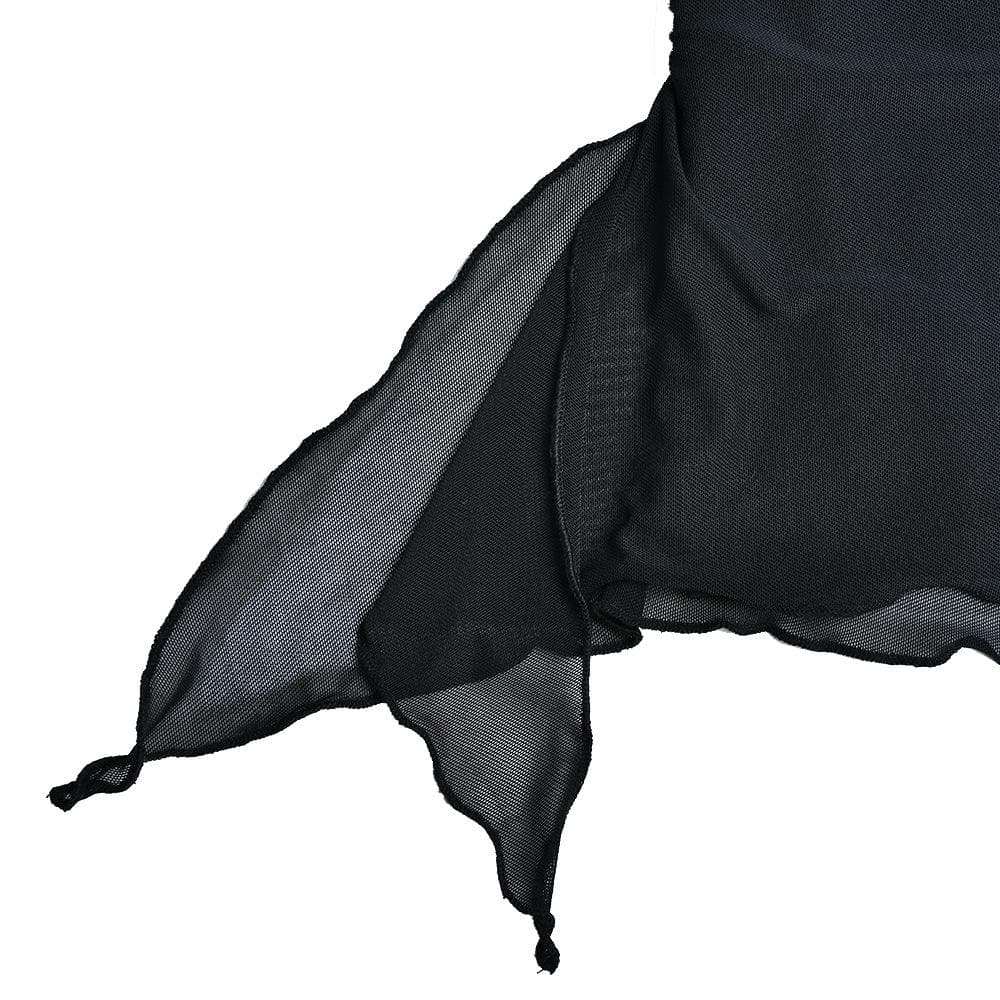 Solid one shoulder mesh patchwork ruffle ruched zip-up mini dress - View 7