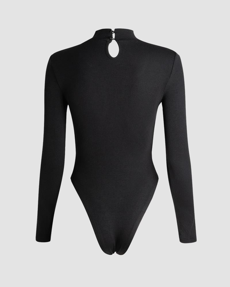 Enigma Widow Cut Out Bodysuit - Fashionpara
