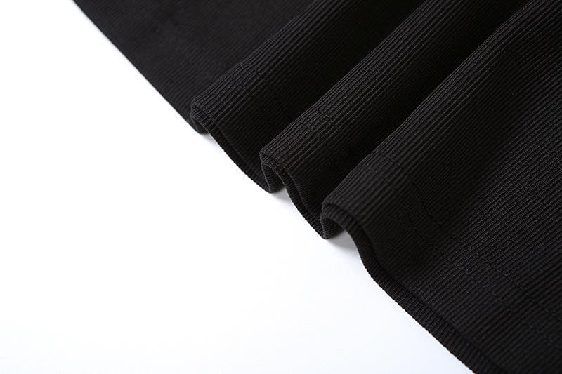 Mesh patchwork solid long sleeve square neck midi dress - View 5