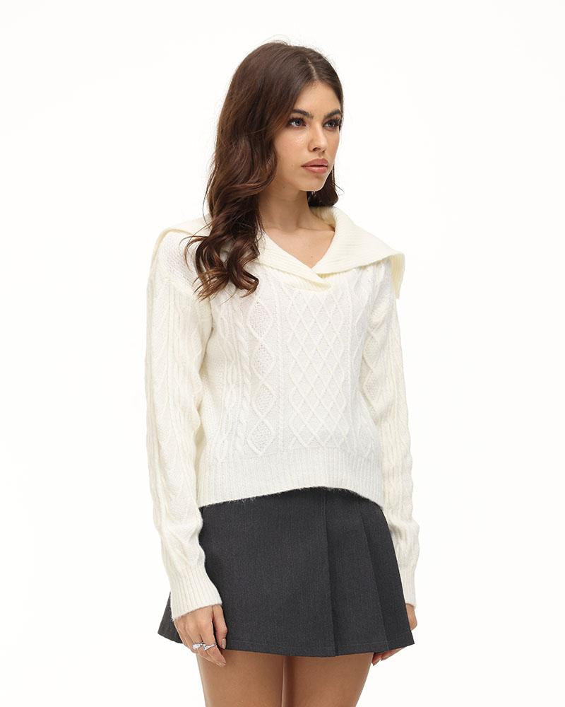 Emelisa Cable Knit Hoodie - Fashionpara