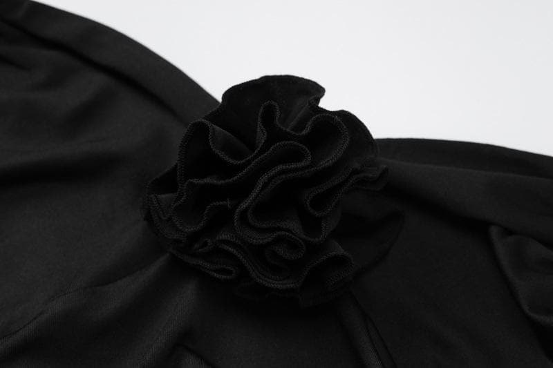 3D Flower Halter Neck Ruched Bodycon Mini Dress - View 6