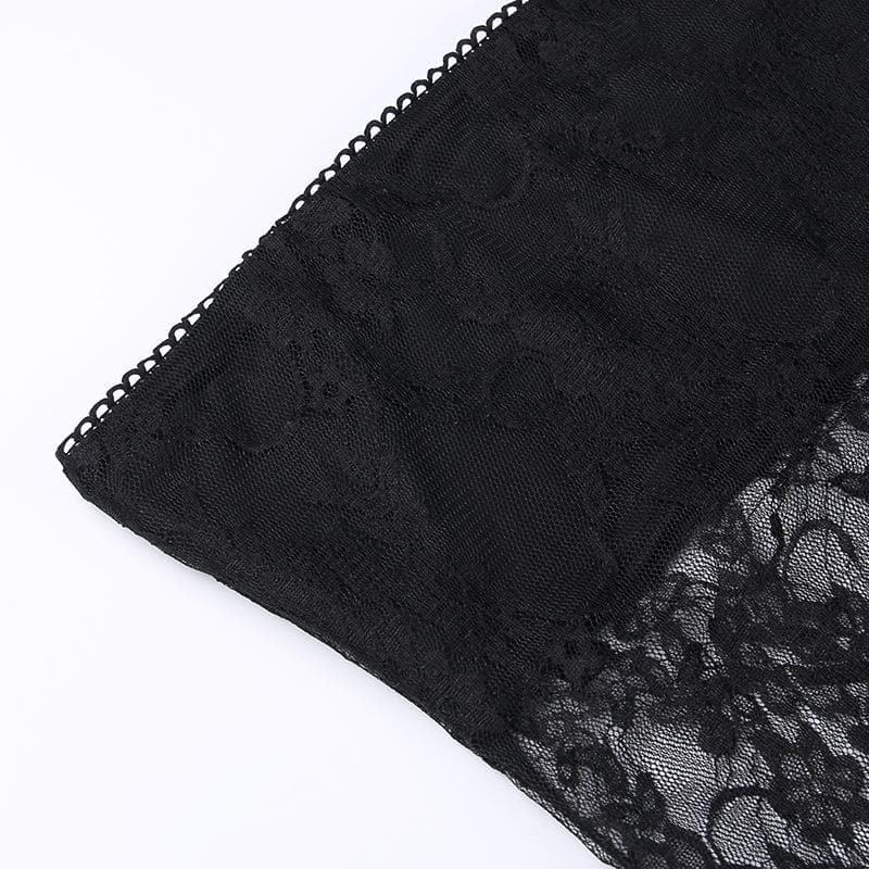 Lace see through solid slit backless tube dress - Final Sale - View 5