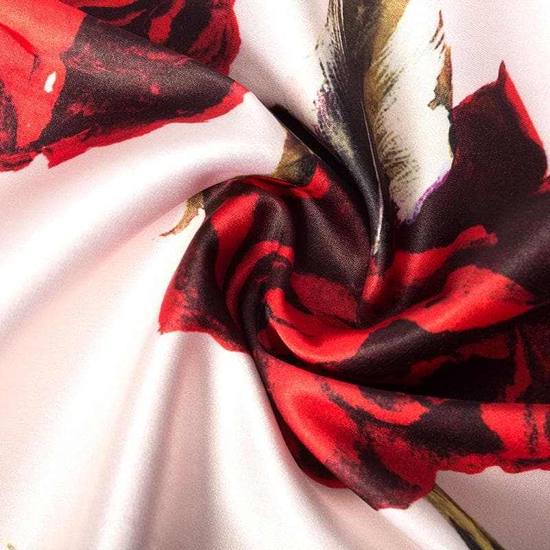 Satin Floral Print Cowl Neck Spaghetti Strap Slip Midi Dress - View 6