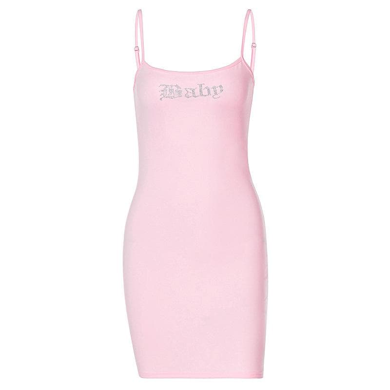 Beaded solid square neck backless cami mini dress - View 2