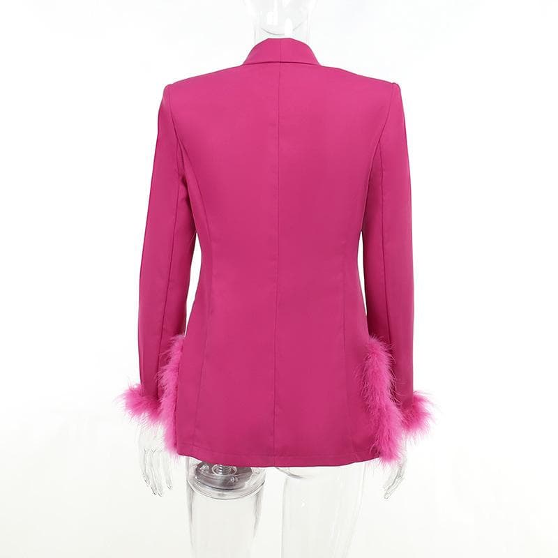 Feather turnover collar long sleeve v neck solid button mini dress - View 5