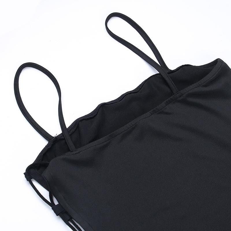 Lace up solid irregular backless square neck midi dress - View 6