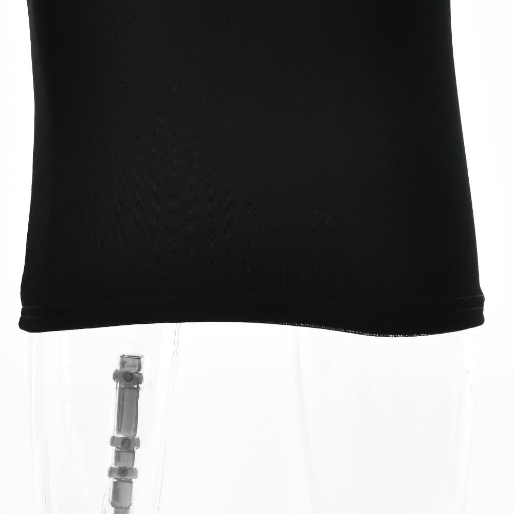 Sheer Mesh Long Sleeve Choker Strapless Bodycon Midi Dress - View 8