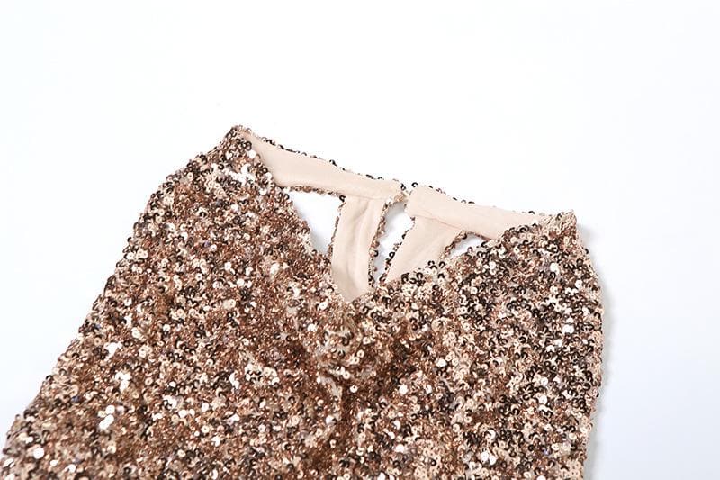 Sequin Cowl Neck Bodycon Mini Dress - View 5