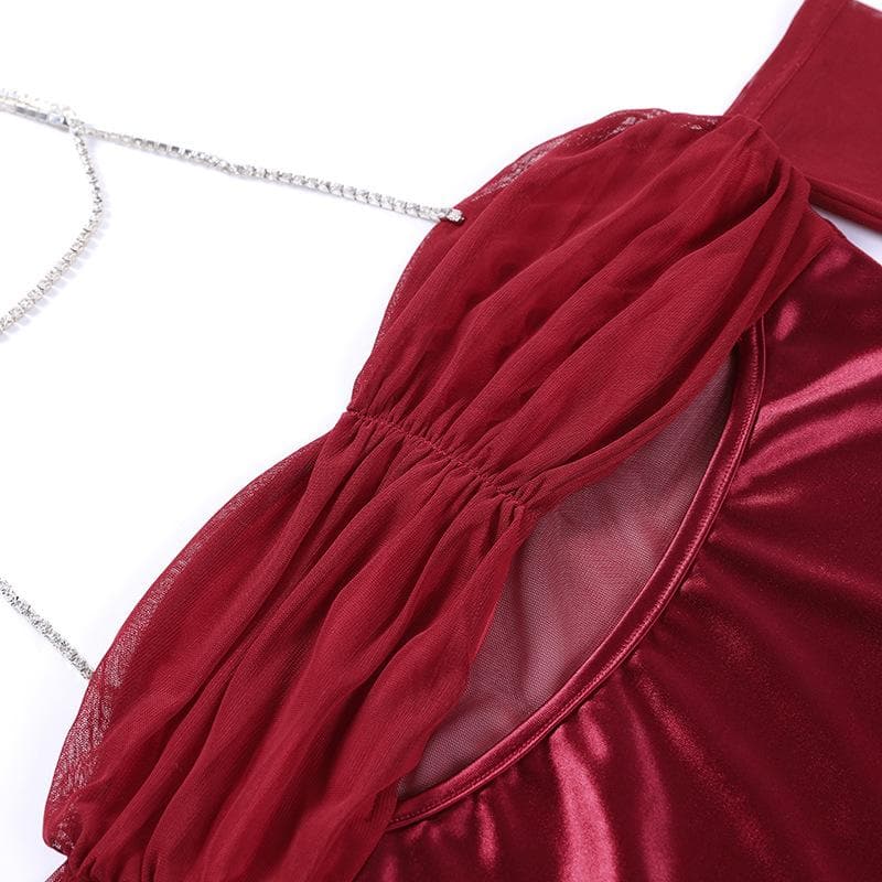 Mesh Glove Halter Neck Cut Out Ruched Bodycon Mini Dress - View 8