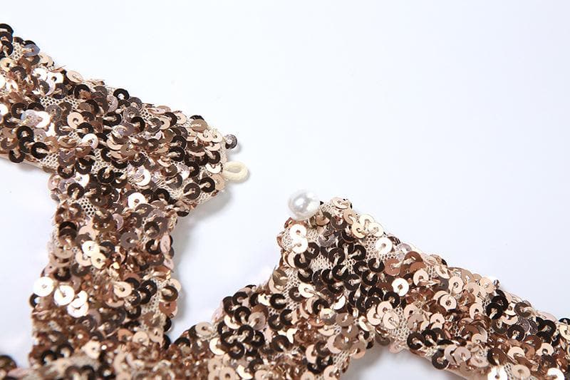 Sequin Cowl Neck Bodycon Mini Dress - View 6