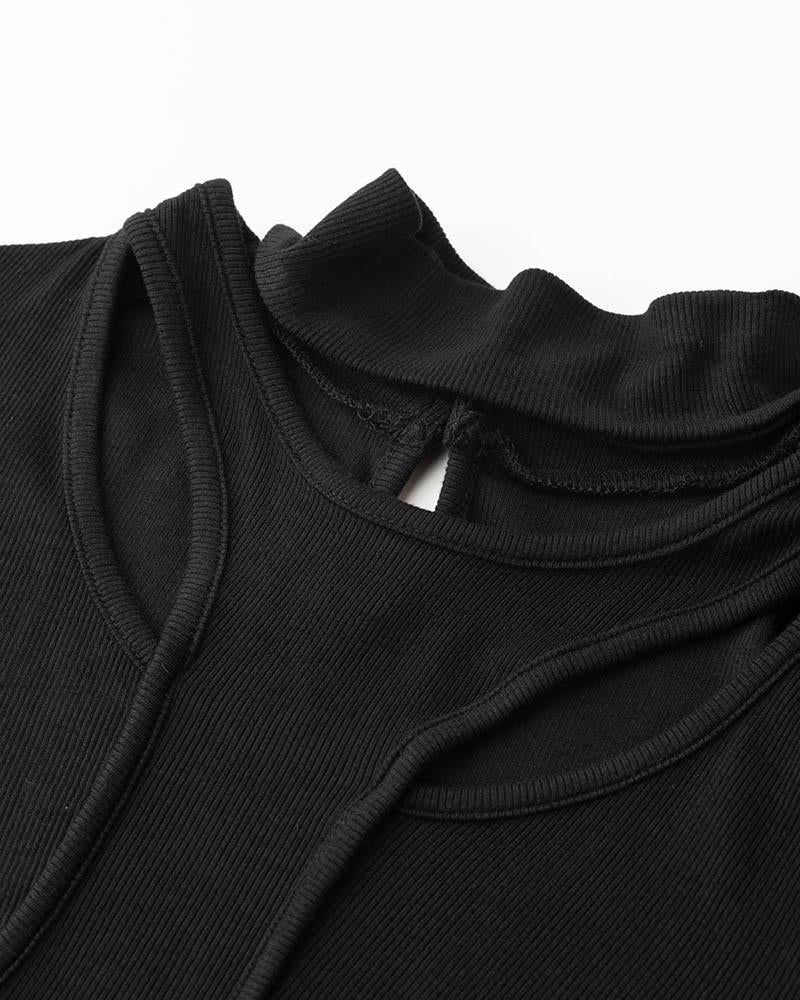 Enigma Widow Cut Out Bodysuit - Fashionpara