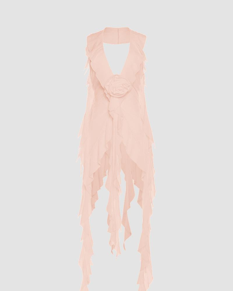 Ethereal Ruffle Tie Cover Up - Fashionpara