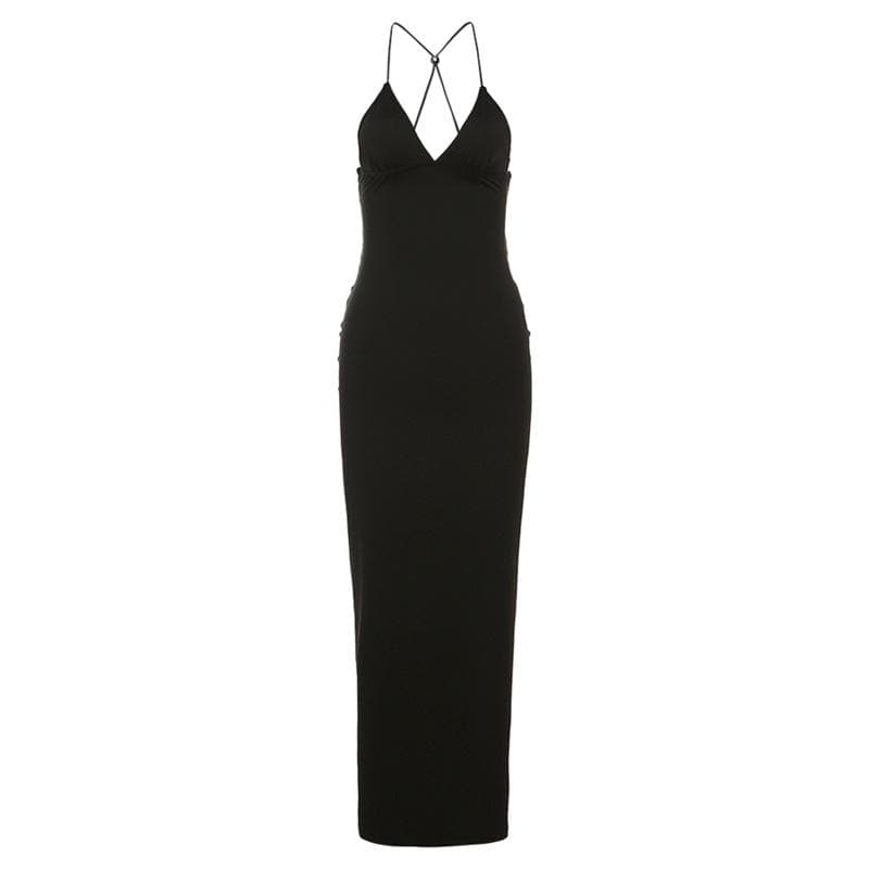 Butterfly applique backless v neck maxi dress - View 5