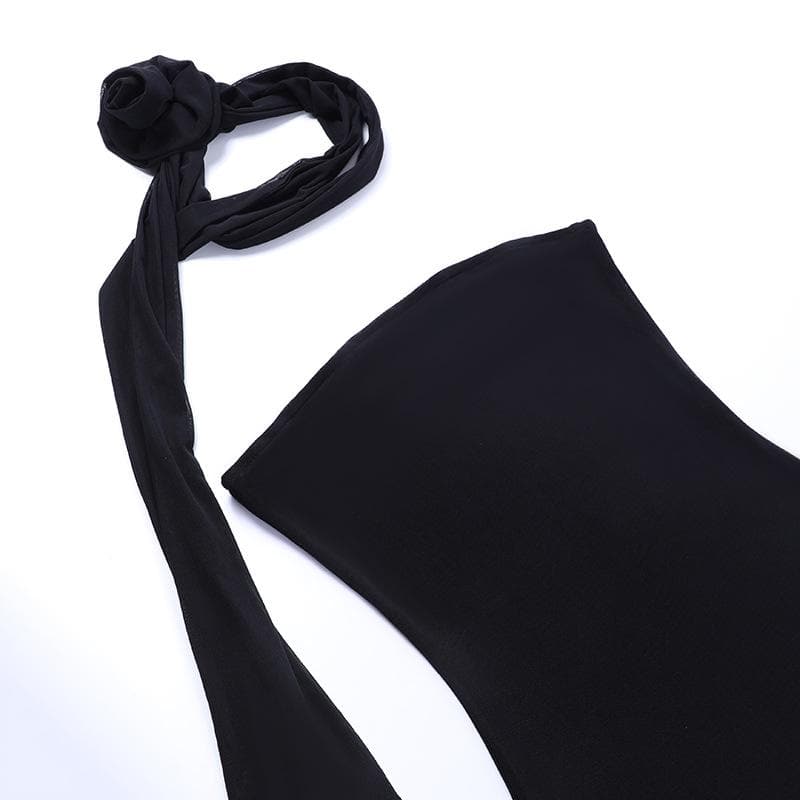 One Shoulder Rosette Tie Bodycon Maxi Dress - View 5
