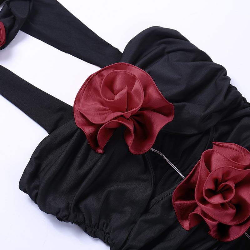 Flower Applique Strapless Cut Out Ruched Bodycon Mini Dress - View 6