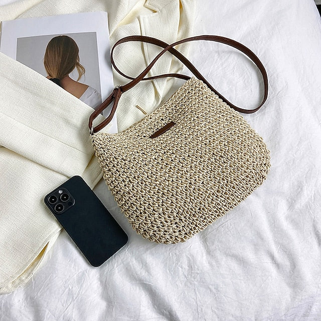 Summer Crossbody Woven Boho Natural Bag Straw
