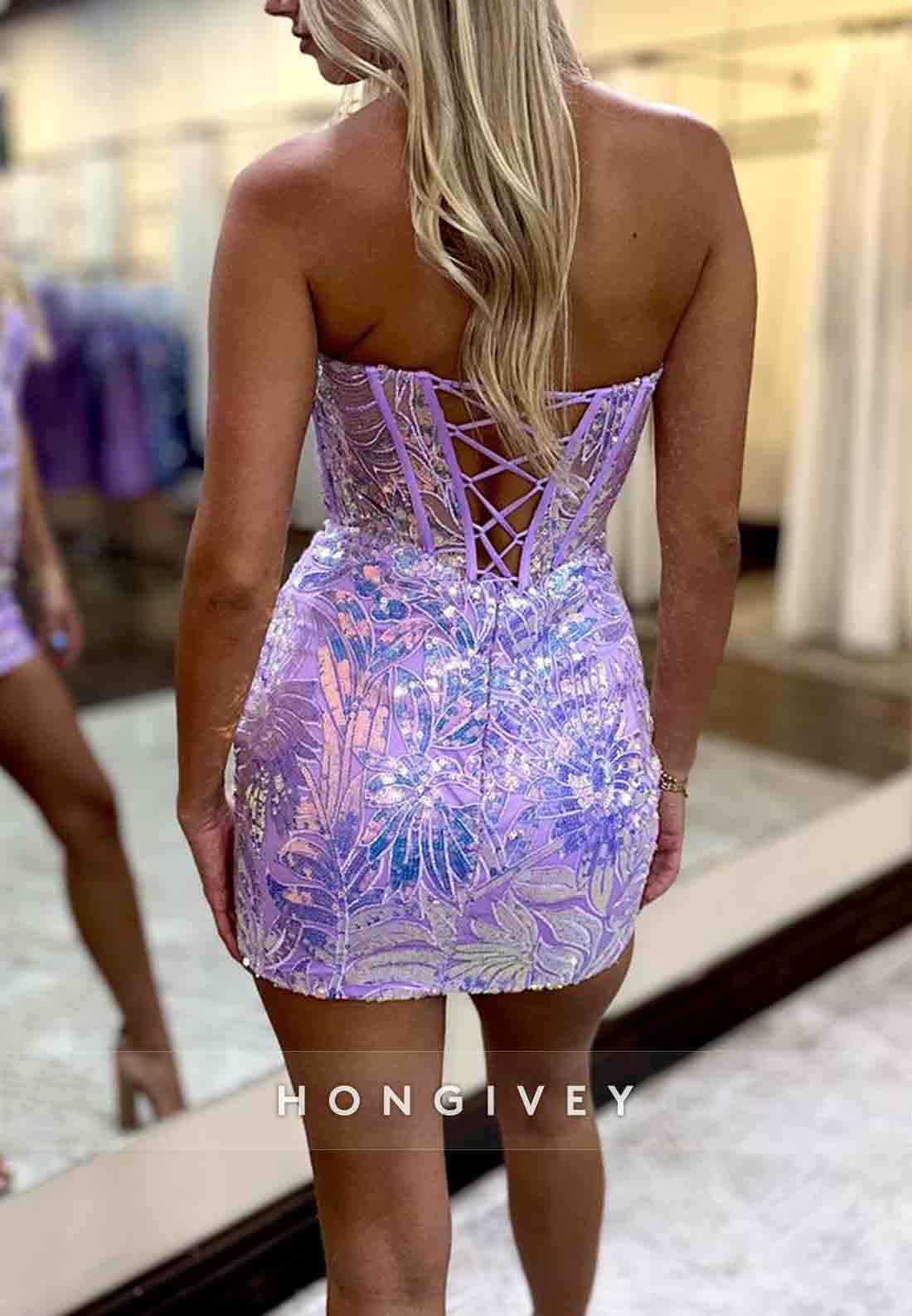 Crisscross Back Sheath Strapless Sweetheart Sleeveless Mini Homecoming Dresses