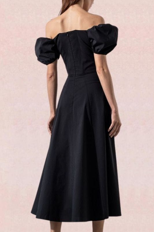Kaia Bodycon Day Midi Dress - Classic Black - Fashionpara