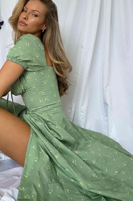 Kaia Bodycon Day Midi Dress - Mint Green - Fashionpara