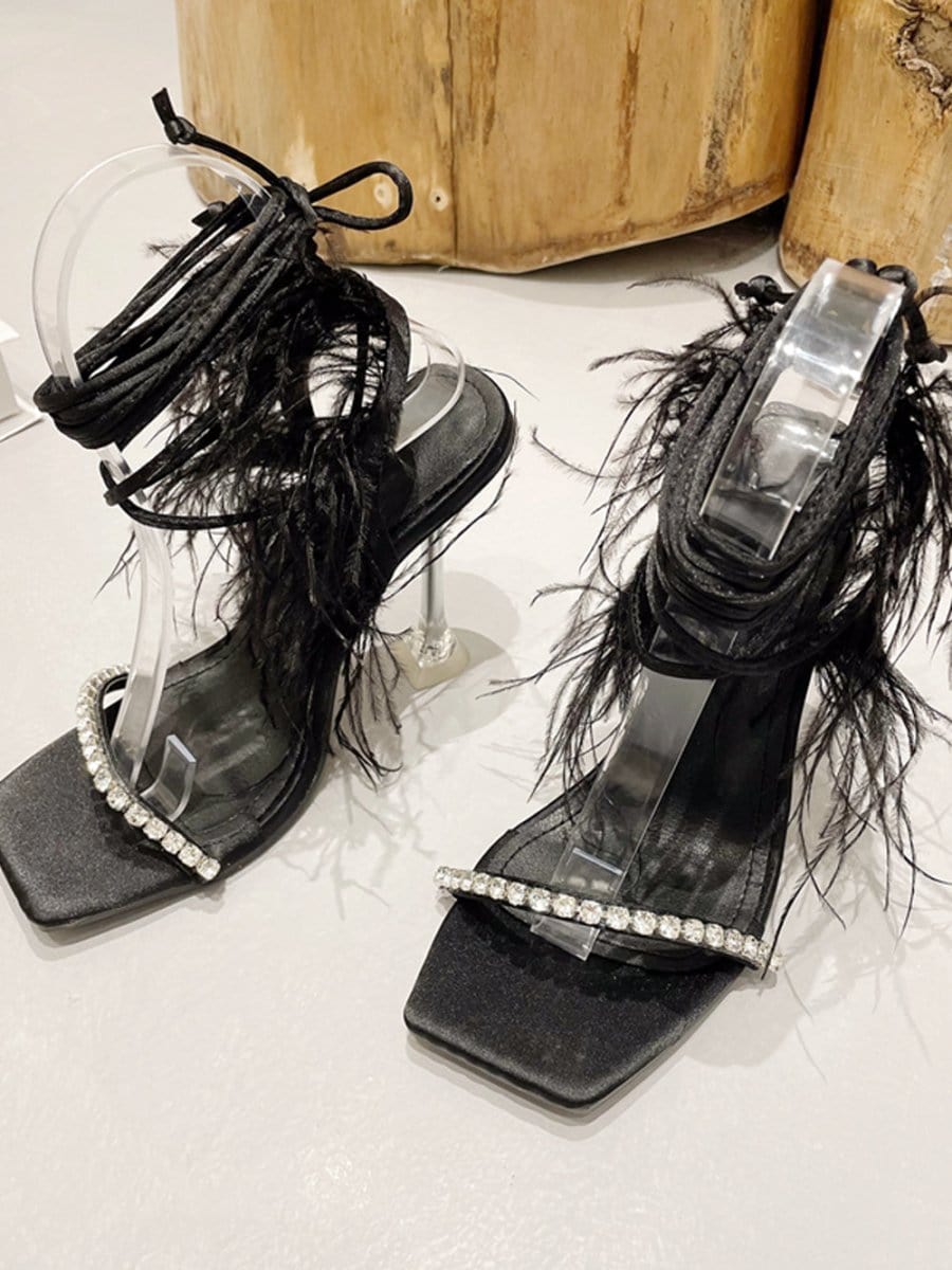 Rhinestone Feather Toe - Fashionpara