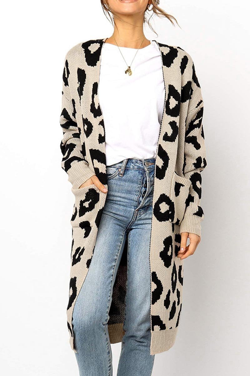 Florcoo Leopard Print Cardigan Sweater - Stylish Comfort Wear