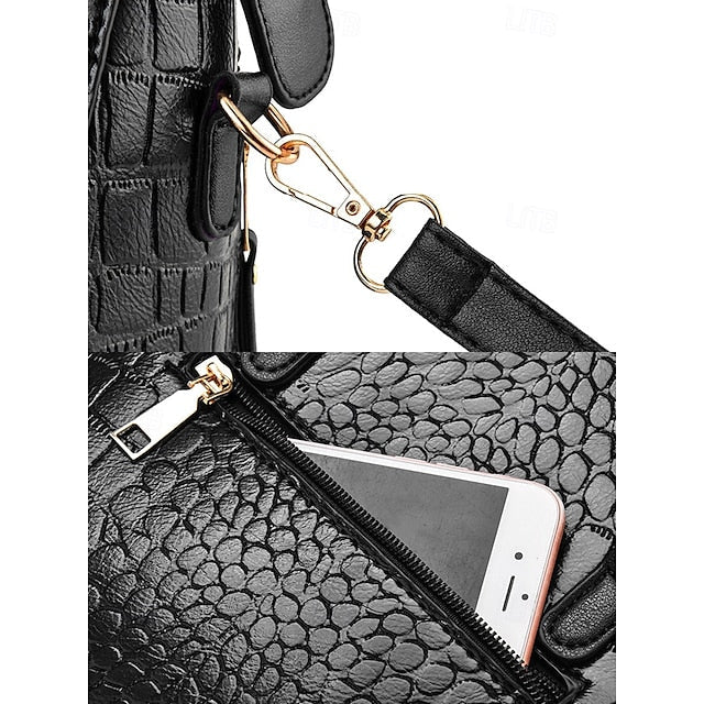 Crocodile Handbag with Leather Faux Tassel Pattern