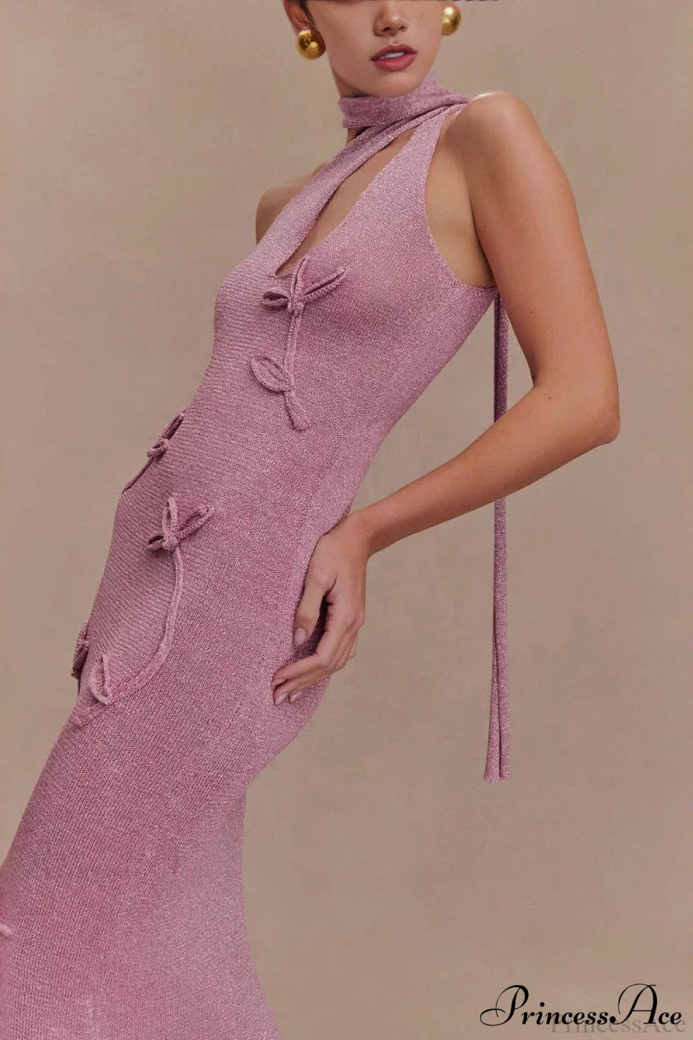 Knit Floral Ruffle Maxi Dress - Fashionpara