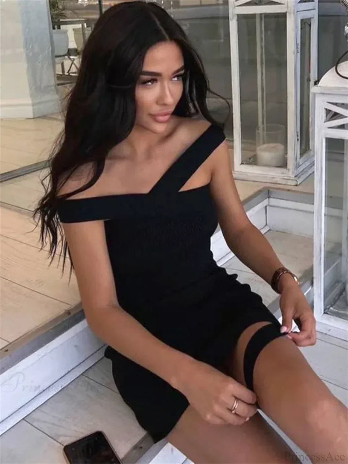 Knit Off Shoulder Cut Out Bodycon Mini Dress - View 7