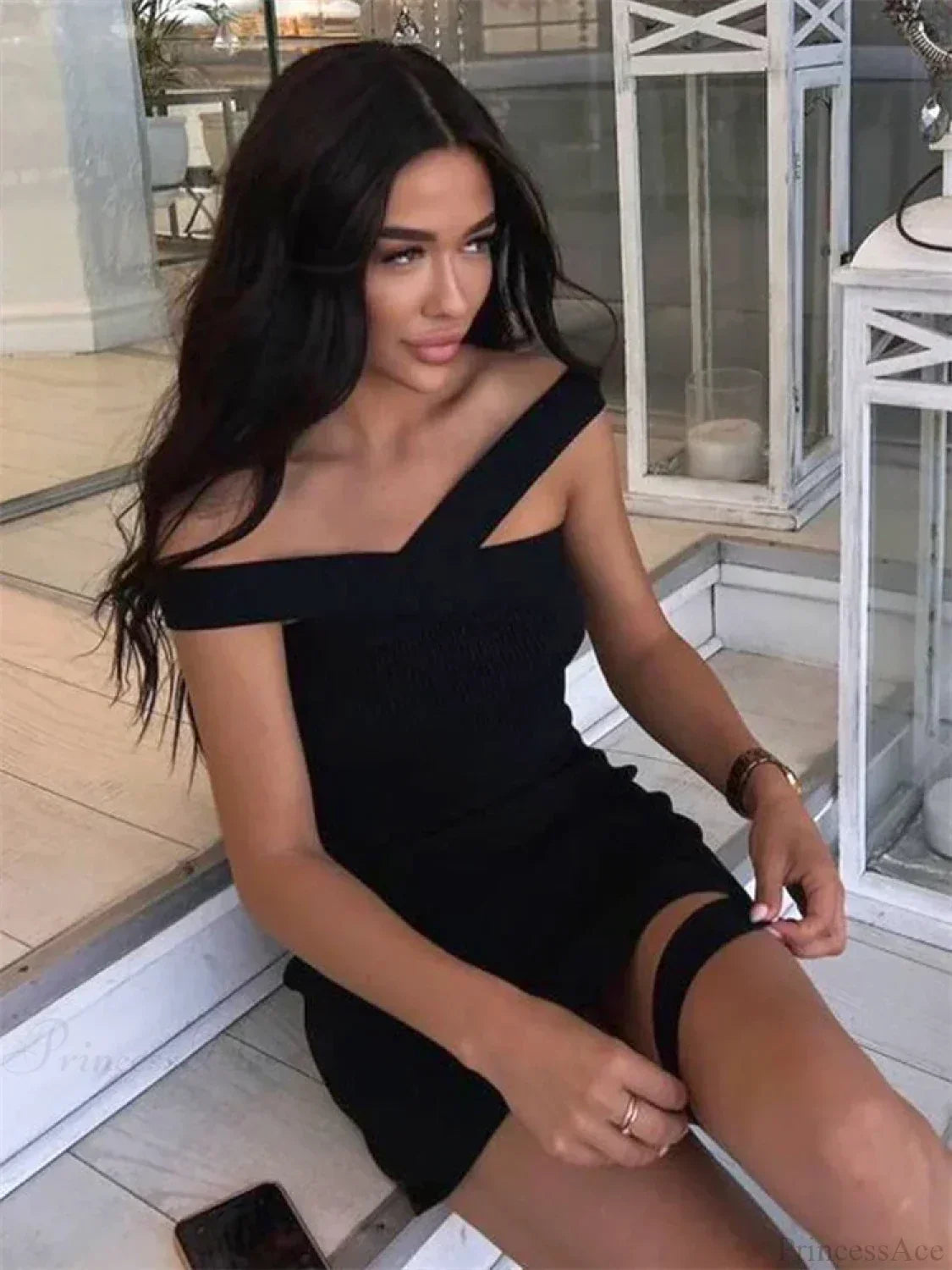 Knit Off Shoulder Cut Out Bodycon Mini Dress - View 4