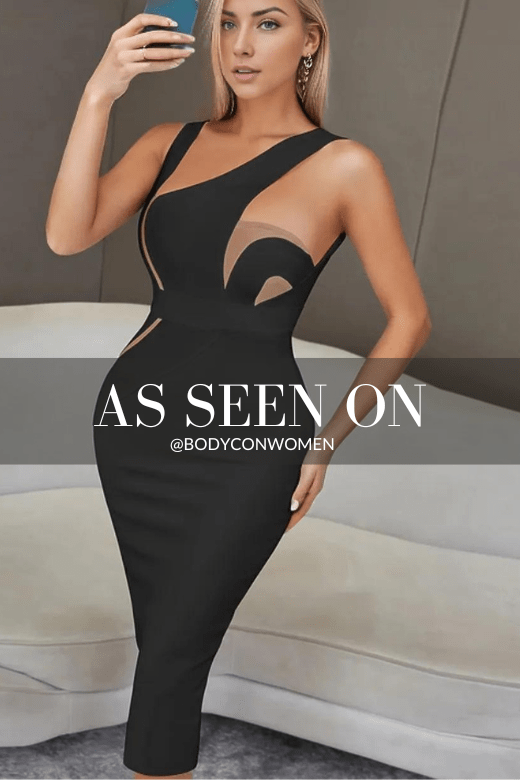 Kylie Bodycon Midi Dress - Classic Black - Fashionpara
