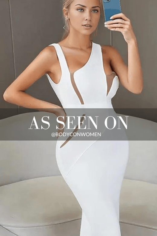 Kylie Bodycon Midi Dress - Pearl White - Fashionpara